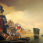 Amit Bhar, Beyond the Shore, 36x60 Inches, Oil on Canvas, Rs. 325,000