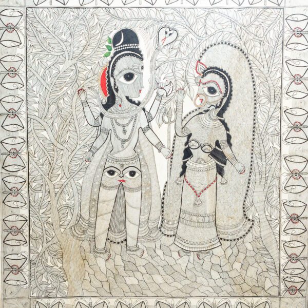 A Kumar Jha, Madhubani, 50x55 Inches, Organic Ink on Handmade Paper