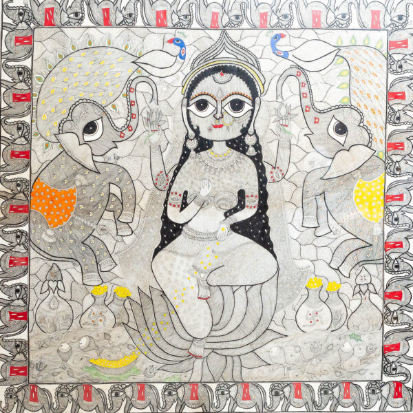 A Kumar Jha, Madhubani, 55x55 Inches, Organic Ink on Handmade Paper