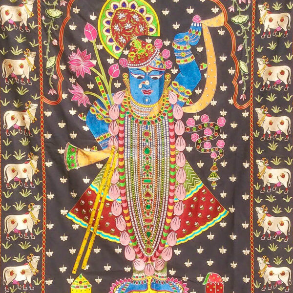 Anil Khakhoriya, Pichwai, 65x45 Inches, Silk Embroidery on Handspun Cotton