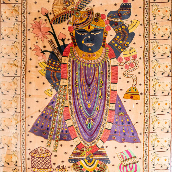 Anil Khakhoriya, Pichwai, 67x50 inches, Silk Embroidery on Handspun Cotton