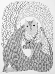 Dhawat Singh, Gond, 43x33 Inches, Acrylic & Ink on Canvas (2)