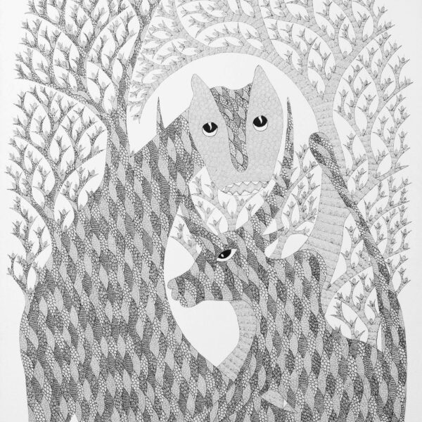 Dhawat Singh, Gond, 43x33 Inches, Acrylic & Ink on Canvas (2)