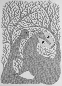 Dhawat Singh, Gond, 43x33 Inches, Acrylic & Ink on Canvas