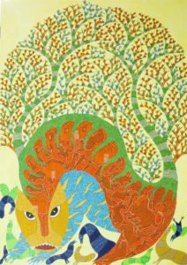 Dhawat Singh, Gond, 62x44 Inches, Acrylic on Canvas, 2018