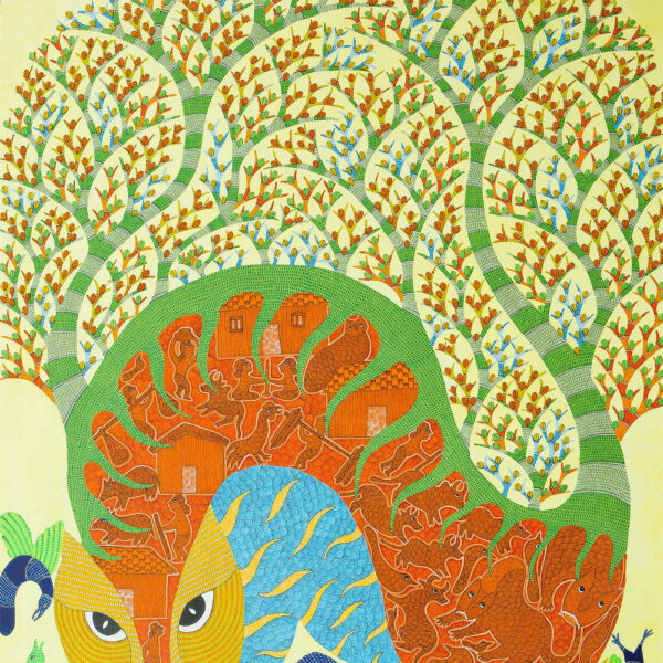 Dhawat Singh, Gond, 62x44 Inches, Acrylic on Canvas, 2018