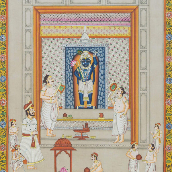K Singh, Pichwai, 18x24 Inches, Stone Colours on Cotton Fabric (2)