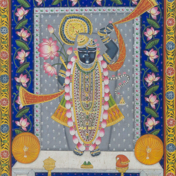 K Singh, Pichwai, 18x24 Inches, Stone Colours on Cotton Fabric (3)