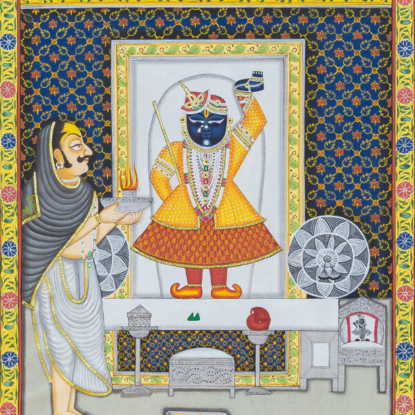 K Singh, Pichwai, 18x24 Inches, Stone Colours on Cotton Fabric (4)