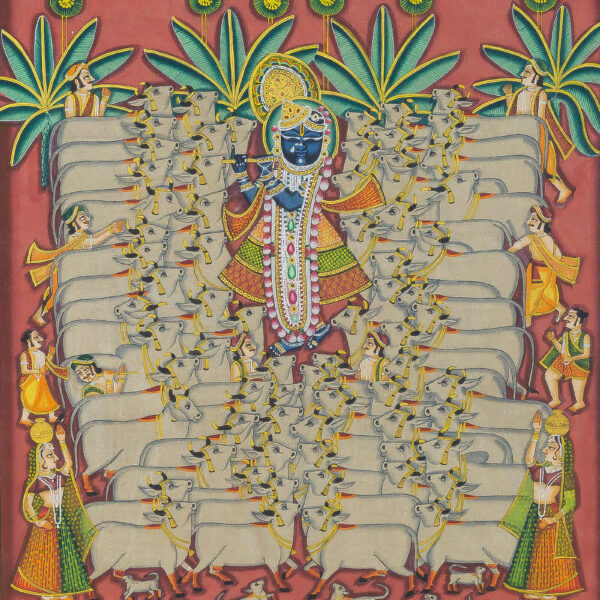 K Singh, Pichwai, 18x24 Inches, Stone Colours on Cotton Fabric (5)
