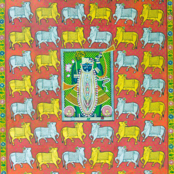 K Singh, Pichwai, 36x48 Inches, Stone Colours on Cotton Fabric