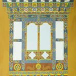 Kinga C, Bhutanese Homes, 67x55 Inches, Bamboo and organic paint on Canvas