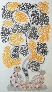 M Shyam, Gond, 57x35 Inches, Acrylic on Canvas