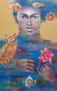 Shampa Sircar Das, Lakshmi, 48x30 Inches, Acrylic on Canvas