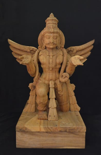 P Swamy, Garuda, Temple Wooden Sculpture, 30x30x20 Inches