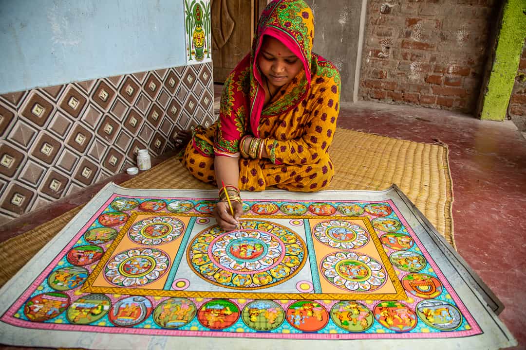 Shoba Jolly, Pattachitra Villages, Archival Print on Canvas, 20x30 Inches