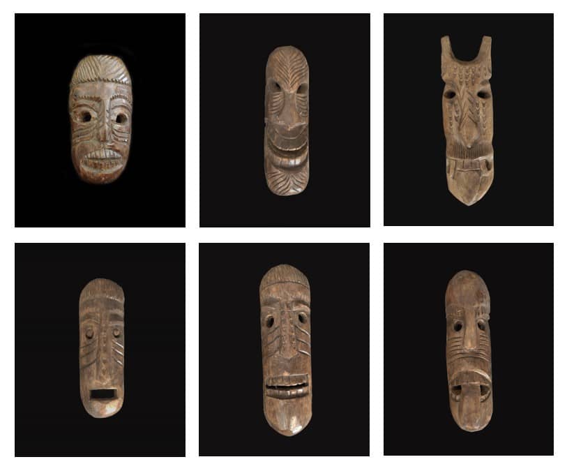 Ram Kumar Shyam, Gond Wooden Masks, Handcrafted Wood, Varied Sizes (9.5x7x2 inches to 19x9.5x2 inches) (2)